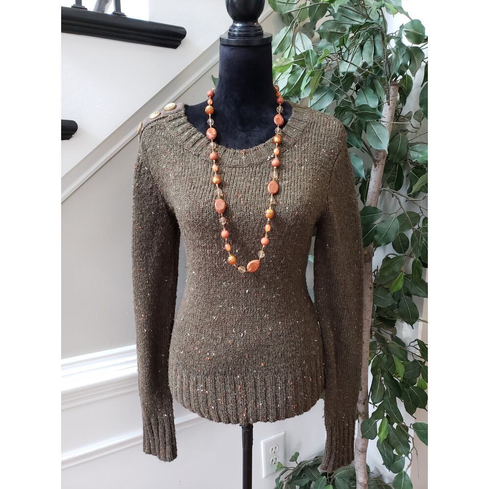 Charlie & Robin Sweater Womens Small Green‎ Wool Long Sleeve Crew Neck Pullover